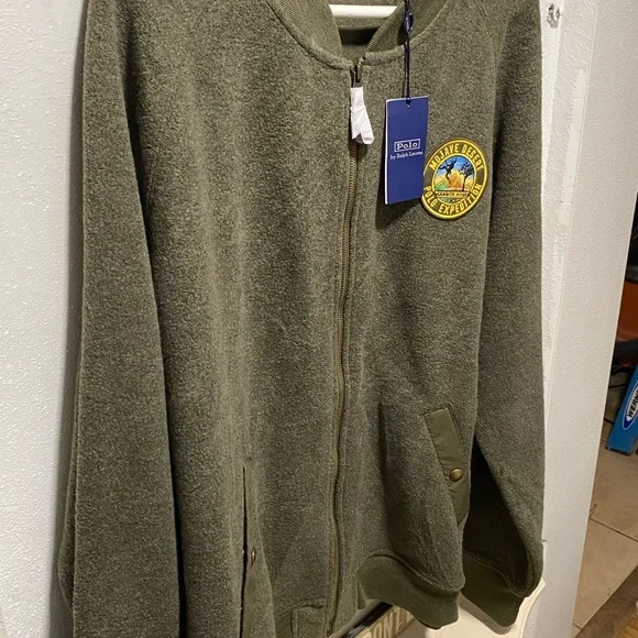 Polo by Ralph Lauren, men's fleece bomber jacket, size XL new with tags.